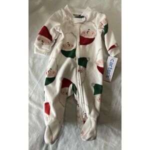 Carter's Santa/Christmas Footed Fleece Sleeper New - Newborn